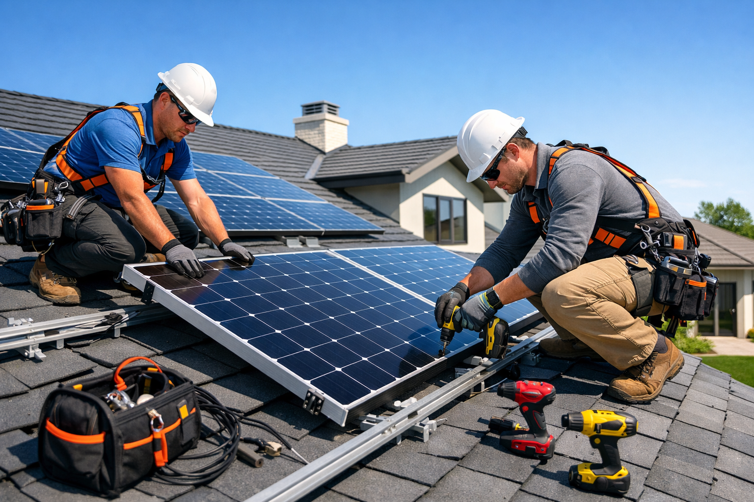 Processo de instalação solar profissional